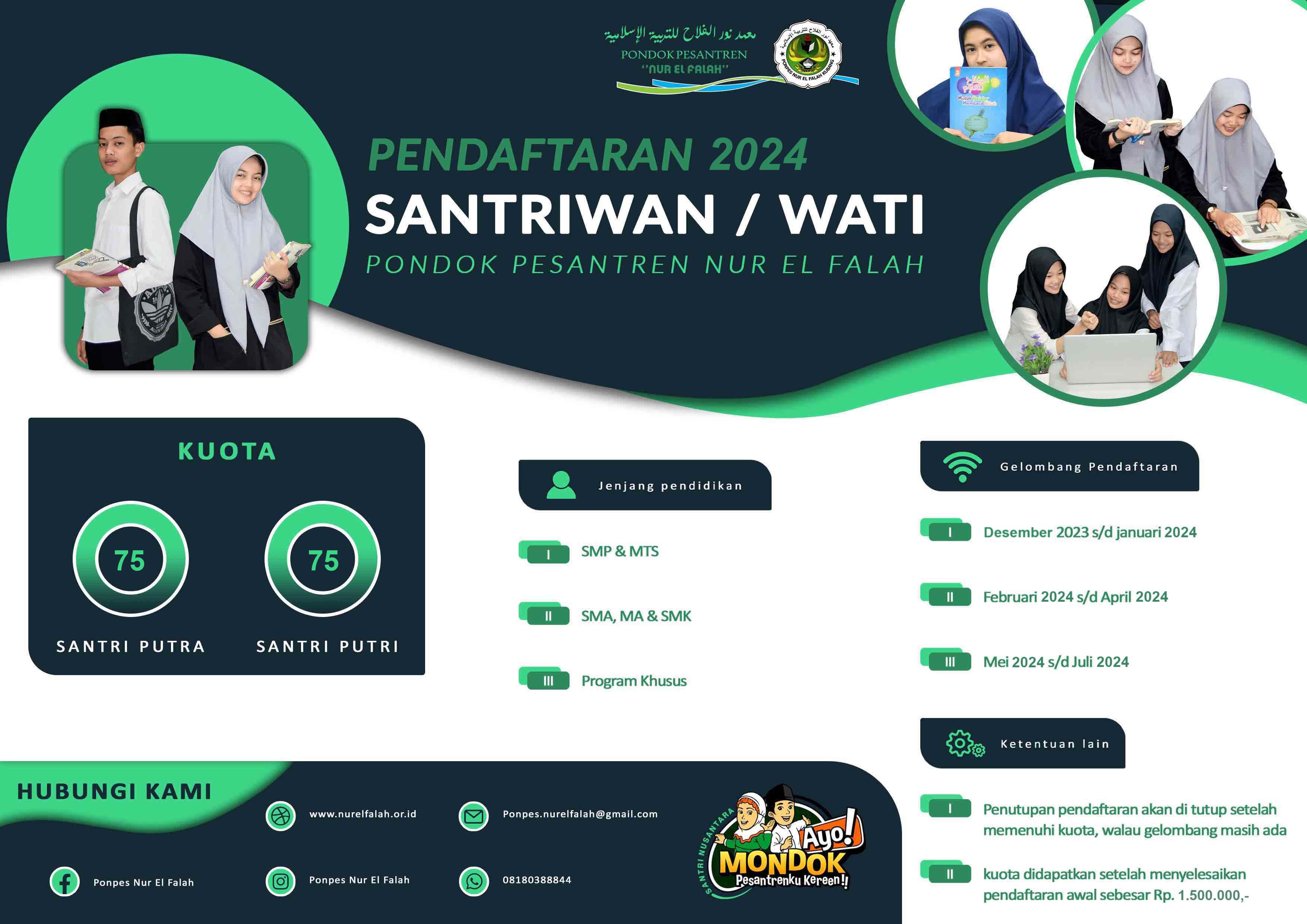 Pendaftaran Santriwan/Wati ponpes Nur El Falah 2024
